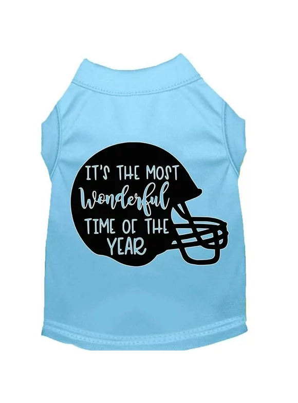 Mirage Pet Most Wonderful Time of the Year (Football) Screen Print Dog Shirt Baby Blue Lg