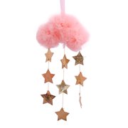 Baby Nursery Ceiling Mobile Decoration Mesh Cloud and Stars Hanging Decor for Baby Crib Kids Children Room (Pink & Gold)