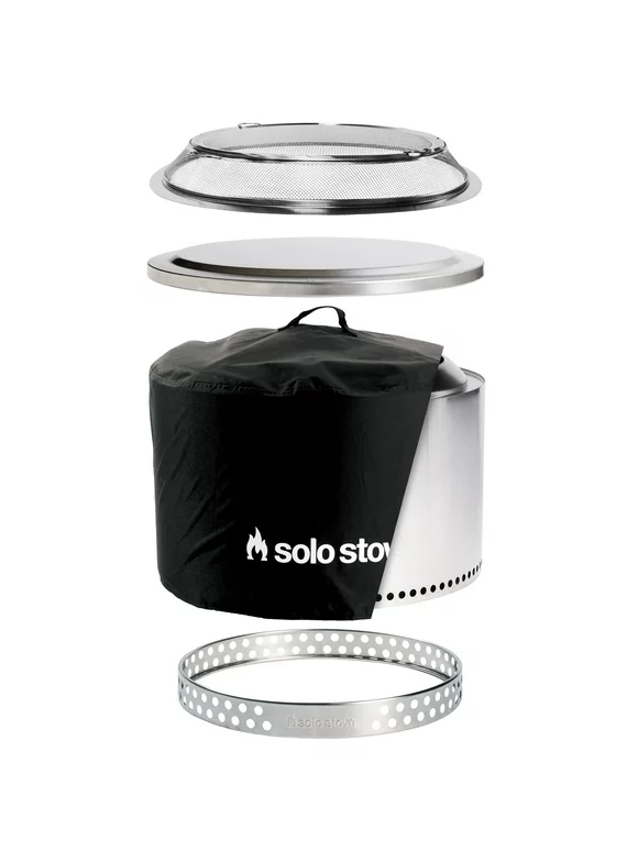 Solo Stove Yukon Backyard Bundle 2.0 | Incl. Yukon Smokeless Fire Pit with Stand, Shelter, Shield, Lid, Portable for Wood Burning, Removable Ash Pan, Stainless Steel, H: 19.8in x Dia: 27in, 50.85lbs