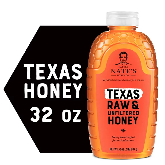 Nature Nate's Texas Honey: 100% Pure, Raw and Unfiltered Honey - 32 fl oz