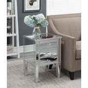 Convenience Concepts Gold Coast 3 Drawer Mirrored End Table, Silver