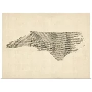 Great BIG Canvas | "Old Sheet Music Map of North Carolina" Art Print - 24x18