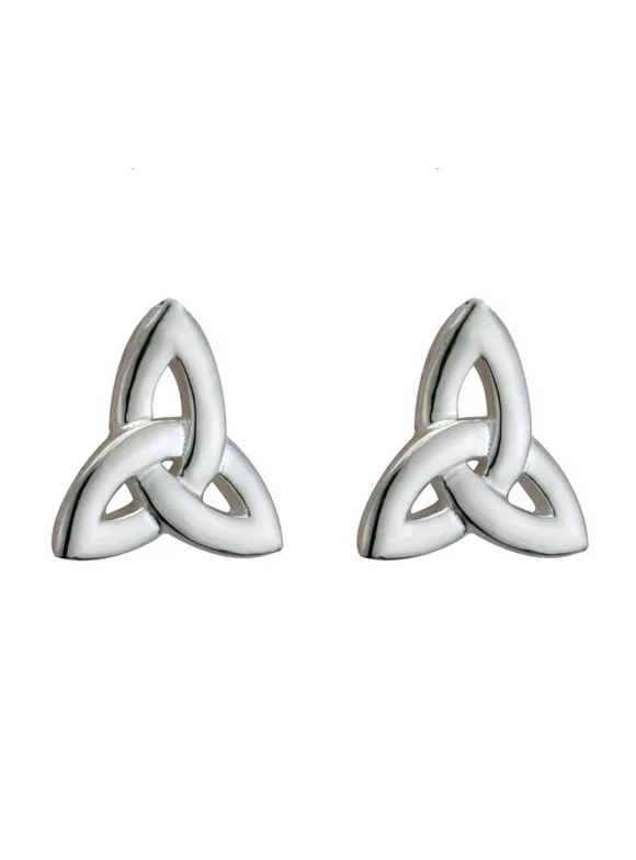 Solvar Women's Sterling Silver Trinity Knot Irish Stud Earrings Made in Ireland