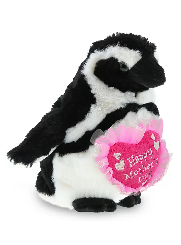 DolliBu Happy Mother's Day Super Soft Plush African Penguin - Cute Stuffed Animal Present With Pink Heart Message for Best Mommy, Grandma, Wife, Daughter - Cute Wild Life Plush Toy Gift - 7" Inches