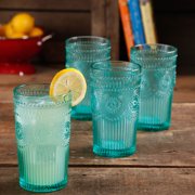 The Pioneer Woman Adeline 16-Ounce Embossed Glass Tumblers, Set of 4