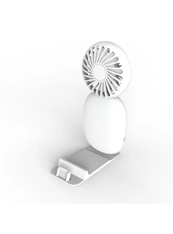 iJoy Phone Stand + Fan - Hand Held Fan and Phone Stand - Compatible with all Phones - White