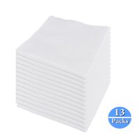 Solid White Handkerchiefs, EEEkit 100% Cotton Soft Hankies, 13pcs Men's Pocket Squares Classic Pure Cotton Handkerchiefs for Men Women Kids, Pure Cotton Square Sheets, Gift for Mother Father Baby
