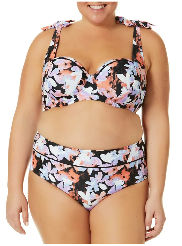 Time and Tru Women’s and Women’s Plus Watercolor Floral Tankini Top