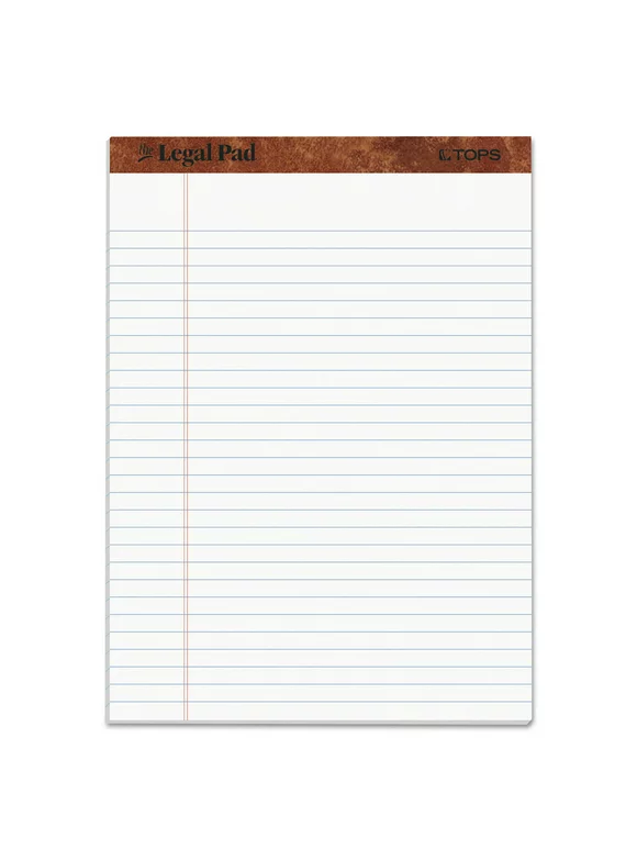 TOPS Products the Legal Writing Pads, Legal Rule, 50 Sheets, 8 1/2" x 11 3/4", White, 12 Per Pack