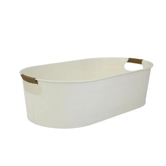 Better Homes & Gardens- White Medium Oval Galvanized Tub, 20.27 in L x 11.22 in W x 5.7 in H