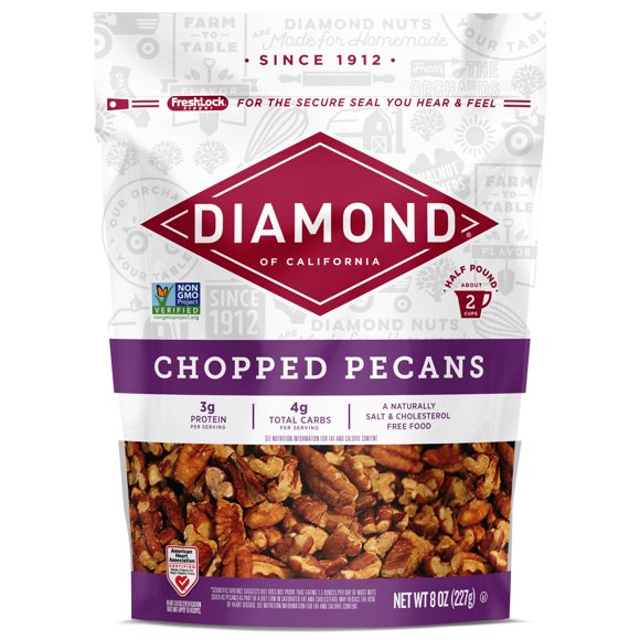 Diamond Of California Chopped Pecans, 3g Protein, 8 oz Bag