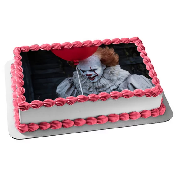It Pennywise the Clown with a Red Balloon Edible Cake Topper Image ABPID55003