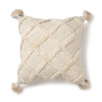 Better Homes & Gardens Tufted Trellis Decorative Square Throw Pillow, 20" x 20", Natural