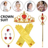 6 Pieces Set Girls Child Kids Princess Queen Wand & Tiara Crown Dressing Up