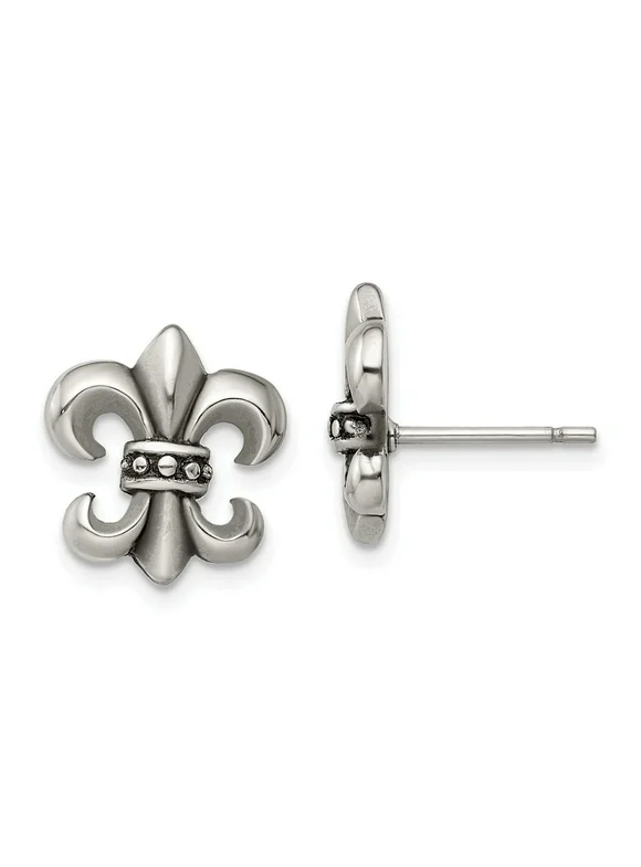 Stainless Steel Polished Fleur De Lis Post Earrings Jewelry Gifts for Women