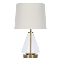 Mainstays Glass with Brass Base Table Lamp, 18" H