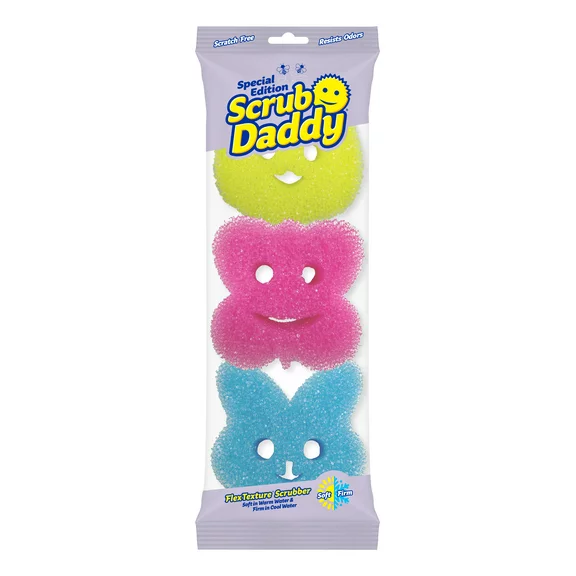 Scrub Daddy New Spring Special Edition Sponges, Yellow Chicken, Pink Butterfly, Blue Bunny, 3 Count
