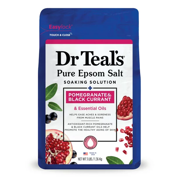 Dr Teal's Pure Epsom Salt Soak with Pomegranate Oil & Black Currant, 3 lbs