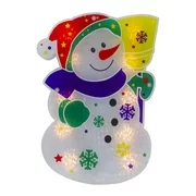 12.5" Lighted White Snowman Christmas Window Silhouette Decor