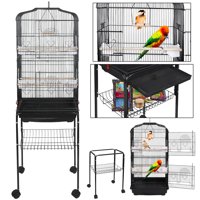 Zeny 59'' Bird Cage Large Wrought Iron Cage for Cockatiel Sun Conure Parakeet Finch Budgie Lovebird Canary Medium Pet House with Rolling Stand