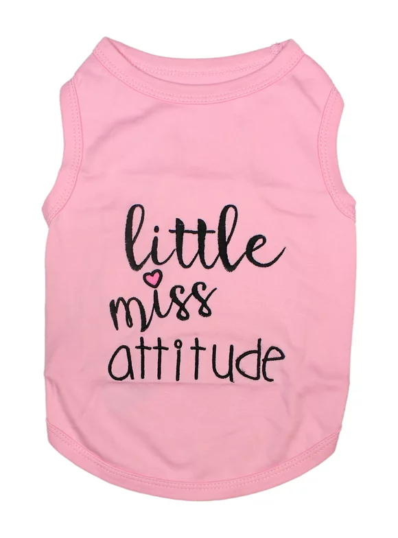 Parisian Pet Cotton Little Miss Attitude Dog T-Shirt, Pink, XXS