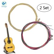 Deago 2 Sets of 6pcs Guitar Strings 1st-6th String Replacement Steel String for Acoustic Guitar (2 Colorful Set)