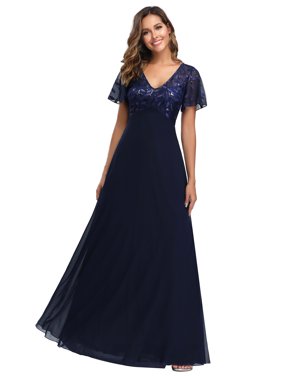 Ever-Pretty Women Sexy Chiffon Mother of the Bride Evening Dresses for Women 07706 Navy Blue US6