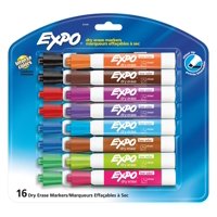 Expo Low Odor Dry Erase Markers, Chisel Tip, Assorted, 16 Count