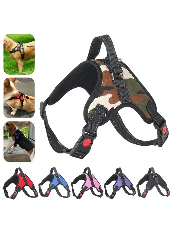 Goory Dog Harness and 5 FT Leash Set, No Pull Adjustable Pet Harness with Easy Control Handle, Reflective Oxford Dog Vest for Extra Large Dogs Walking Training