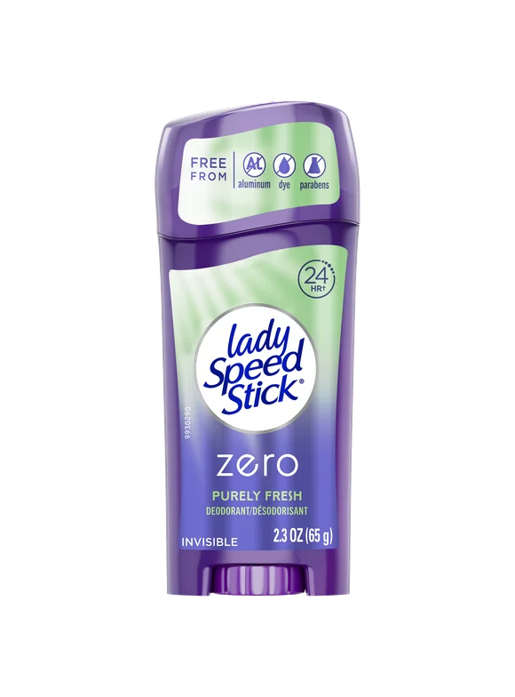Lady Speed Stick Zero Female Deodorant Stick, Purely Fresh, 2.3oz / 65g