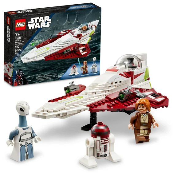 LEGO Star Wars Obi-Wan Kenobi’s Jedi Starfighter 75333, Buildable Toy with Taun We Minifigure, Droid Figure and Lightsaber, Attack of the Clones Set