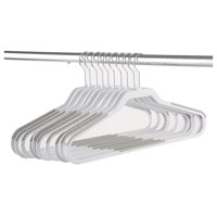 Mainstays Arctic White with Grey Pumice Accent Slim Grip Plastic Hangers, 120 Count