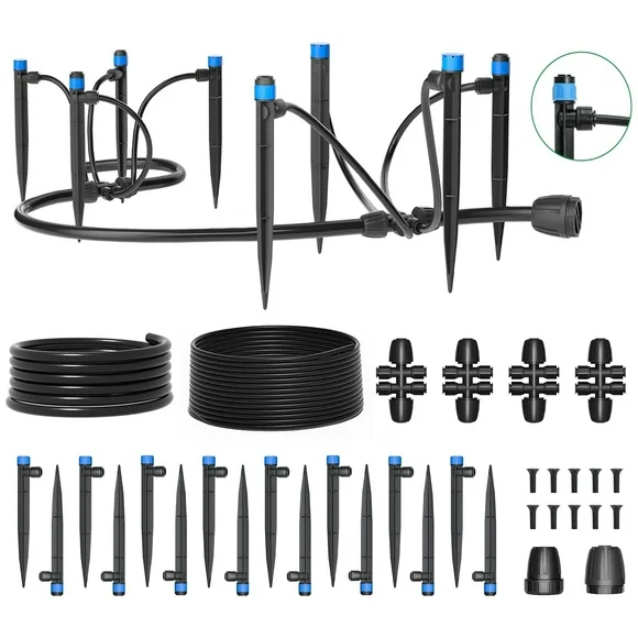 Drip Irrigation System, 95FT Garden Irrigation System Plants Watering System for Lawn Patio Raised Bed Automatic Irrigation Equipment with 1/4" Blank Distribution Tubing