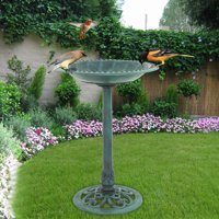 Zeny Birdbath Height Pedestal Bird Bath Outdoor Garden Decor Vintage Yard Art--Verdigris