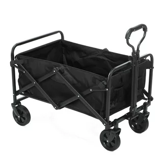 Heavy Duty Capacity Collapsible Folding Outdoor Utility Wagon Patio Garden Cart with 2 Drink Holders and Wheels for Camping and Picnic