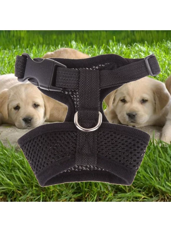 Mojoyce Soft Mesh Puppy Dog Cat Harness Breathable Pet Walking Vest Padded Black S