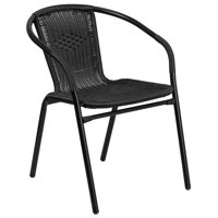 Flash Furniture Rattan Indoor-Outdoor Restaurant Stack Chair, Black
