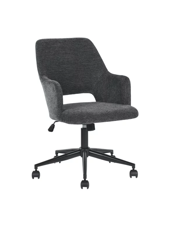 HOMY CASA Upholstered Swivel Task Chair with Height Adjustable, Dark Gray