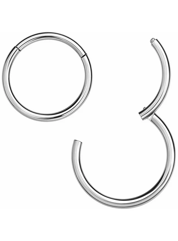 Hinged ring 14 Gauge 3/8 10mm Steel Body Jewelry Lip Ear Piercing Earrings 2 pcs