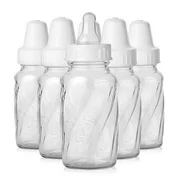 Everillo Classic BPA-Free Glass Baby Bottles - 4oz, Clear, 6ct