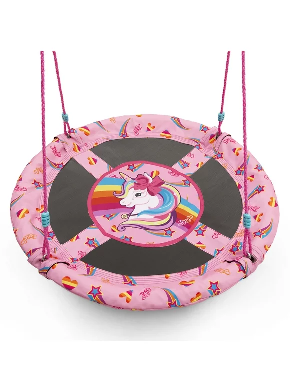 JoJo Siwa 40-Inch Saucer Swing for Kids by Delta Children  Attaches to Swing Sets or Trees  Includes All Necessary Hanging Hardware & Rope