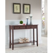 Noah Contemporary Console Sofa Table with Storage Drawers & Shelf, Walnut Wood