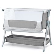 Babyjoy Baby Bed Side Crib Portable Adjustable Infant Travel Sleeper Bassinet Pink Dark GreyLight Grey