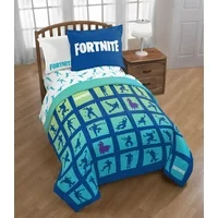 Epic Games Fortnite Boogie Kids Bed Twin/Full Reversible Comforter and Sham Set, 100% Polyester, White