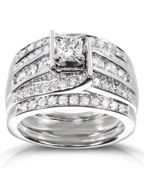 Kobelli 14k White Gold 1ct TDW 3-piece Diamond Bridal Ring Set