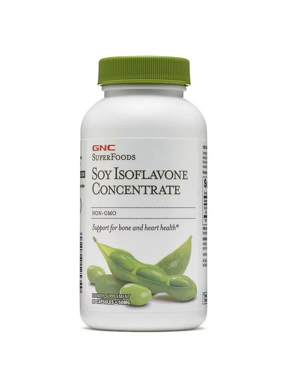 GNC SuperFoods Soy Isoflavone Concentrate, 90 Capsules, Supports for Bone and Heart Health