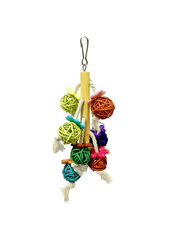 Pet Bird Colorful Rattan Ball String Toys, Parrots Hanging Chewing Climbing Toys