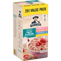 Quaker Instant Oatmeal, Fruit & Cream Variety Pack, Value Pack, 20 Packets