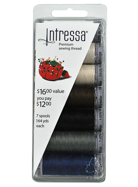 Intressa Multi-Color 100% Polyester Sewing Thread, 164 yd (7-Pack)