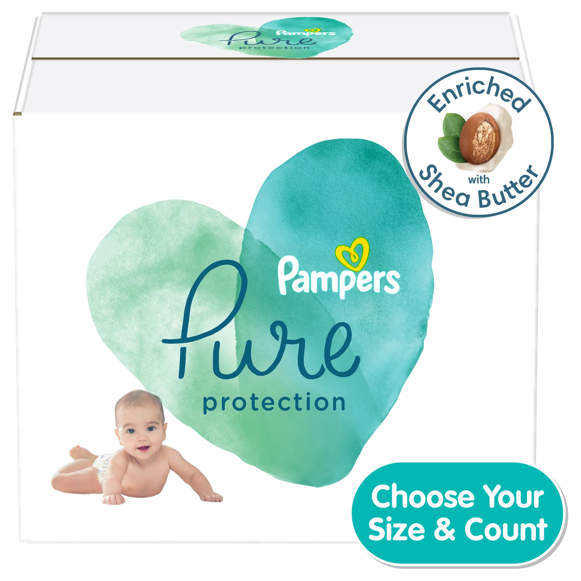 Pampers Pure Diapers Size 2, 74 Count (Choose Your Size & Count)